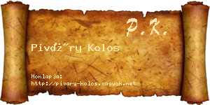 Piváry Kolos névjegykártya